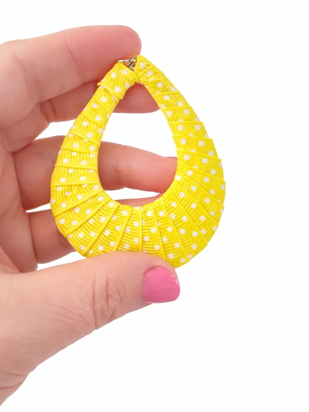 Bright Yellow Polka Dot Teardrop Lightweight‎ Statement Earrings